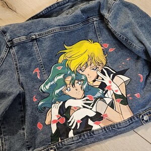 Sailor moon Sailor Uranus y Sailor Neptune hechas a pedido - chaqueta vaquera personalizada pintada a mano imagen 5