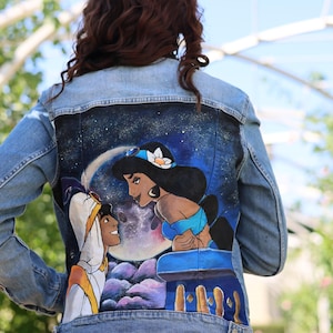 Disney Aladdin Jasmine - veste en jean personnalisée peinte à la main