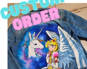 Chaqueta vaquera personalizada pintada a mano y hecha a pedido.