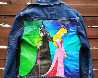 Disney Villains Maleficent Sleeping beauty - handmade custom denim jacket