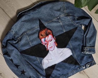 David Bowie - custom hand painted denim jean jacket