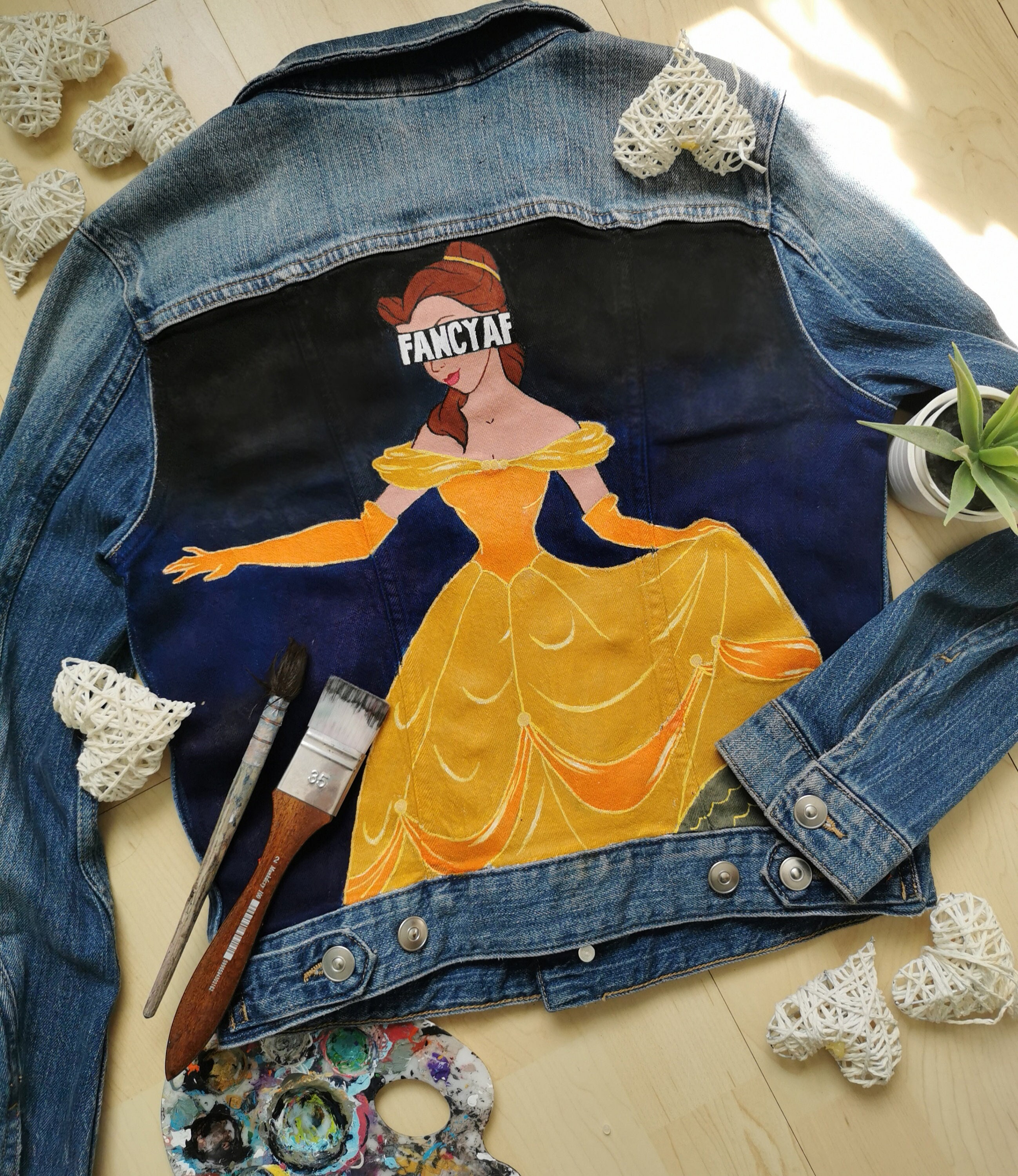 Disney Beauty and the Beast Belle - Hand Painted Custom Denim Jean
