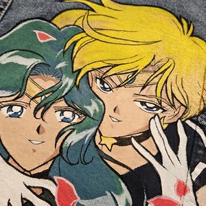 Sailor moon Sailor Uranus y Sailor Neptune hechas a pedido - chaqueta vaquera personalizada pintada a mano imagen 8