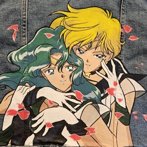 Sailor moon Sailor Uranus y Sailor Neptune hechas a pedido - chaqueta vaquera personalizada pintada a mano imagen 7