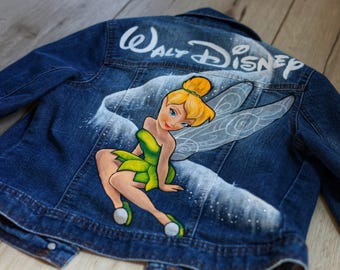 Disney Tinkerbell from Peter Pan - hand painted custom denim jean jacket