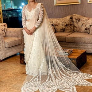White Bridal Saree Etsy
