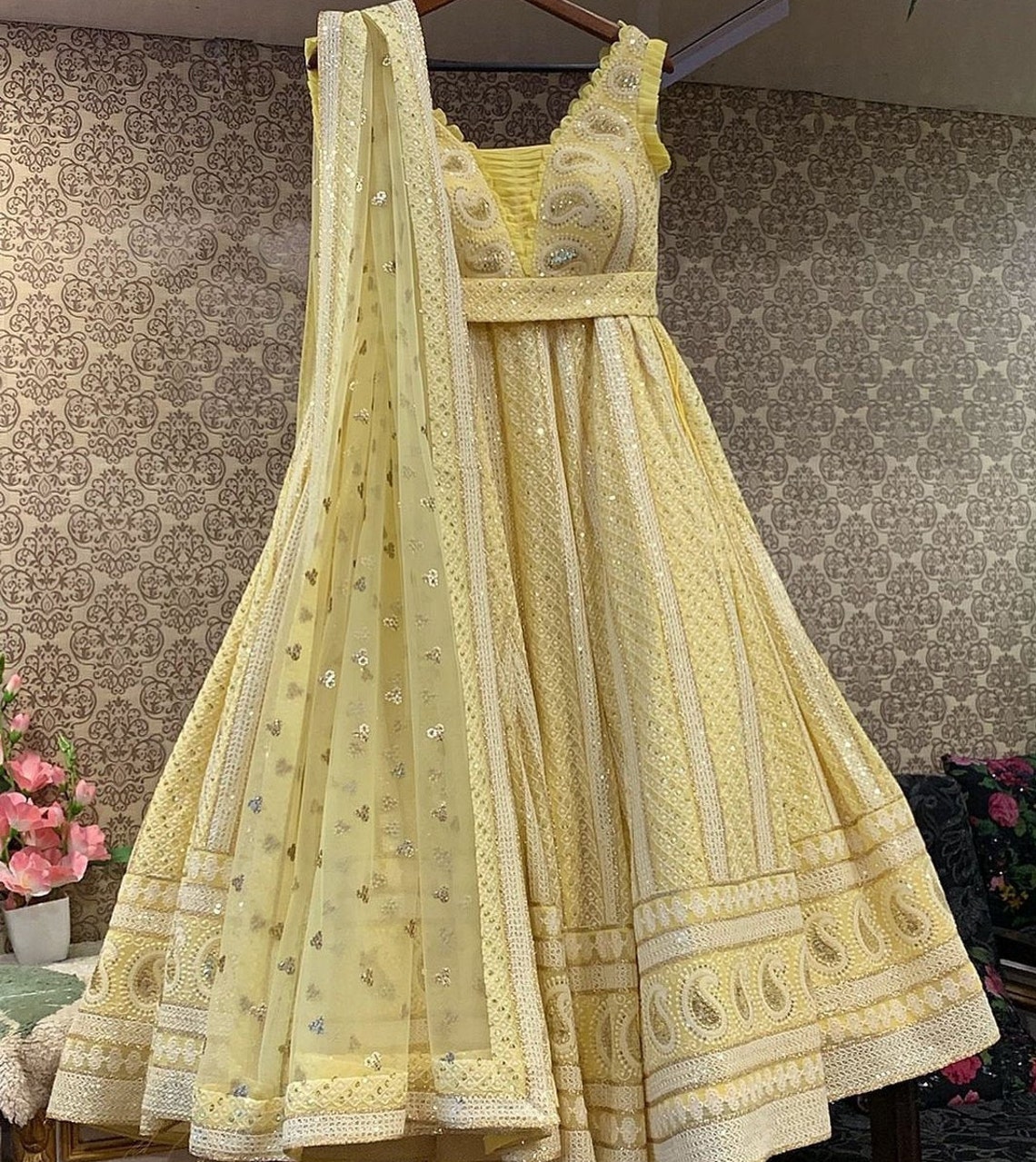 Handmade Lucknowi Chikankari pastel lehenga bridal chikankari Etsy