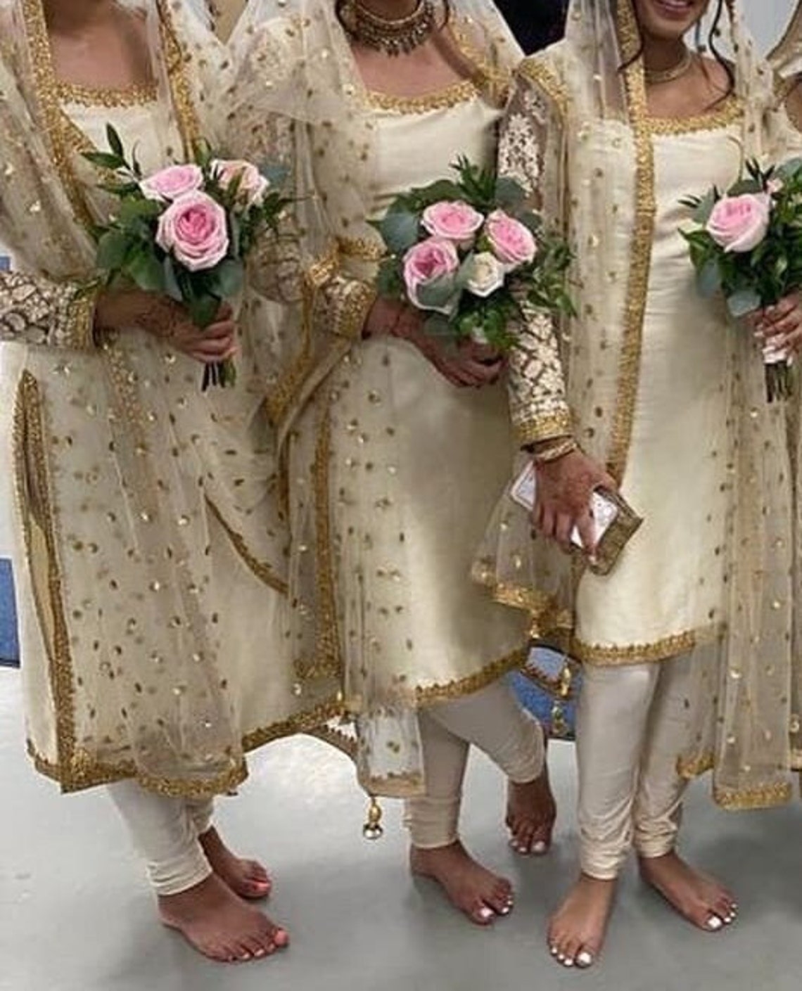 Dusty Ivory Net Embroidered Wedding Lehenga Choli