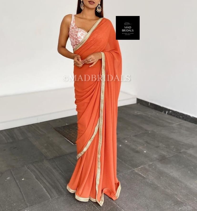 IVORY PEARL EMBELLISHED DRAPE SAREE SET