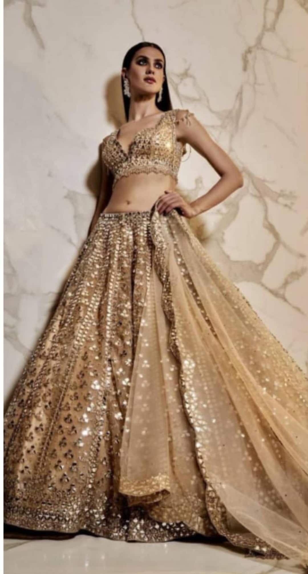 Indian Wedding Lehenga Copper Wedding Dress, Lehenga Choli for Brides