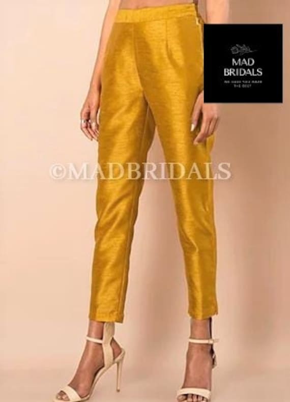 RAW SILK PANTS WITH ORGANZA PLEATS – ShamshaHashwani