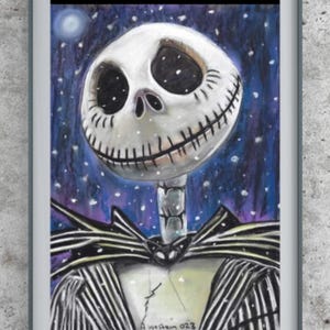 Enchanting Pastel Painting of Jack Skellington – A Must-Have for Halloween Enthusiasts and Tim Burton Aficionados