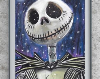 Zauberhaftes Pastellgemälde von Jack Skellington – ein Must-Have für Halloween-Enthusiasten und Tim Burton Aficionados