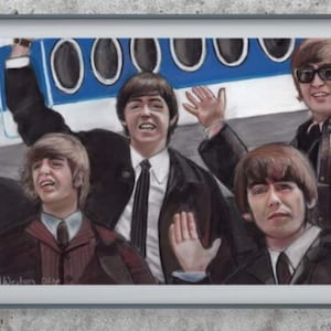 Pastel Painting Original Beatles, Beatlemania Inspired Art, USA Tour, Music Art, Collectible Gift