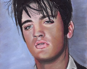 portrait original au pastel du roi du rock'n'roll ELVIS PRESLEY