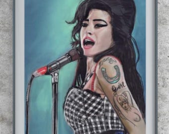 Livfull Amy Winehouse pastellkonst – en unik hyllning för musikälskare och heminredningsentusiaster