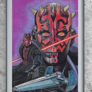 Darth Maul Pastel Painting, Star Wars Art, Sith Lord Artwork, Geek Home Decor, Star Wars Fan Gift