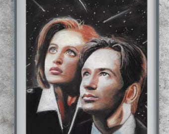 Mystical X-Files Pastel Artwork – Enigmatic Decor for UFO Enthusiasts and Sci-Fi Lovers