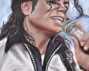 Portret fana Michaela Jacksona w pastelach, grafika ścienna na wymiar, ręcznie robiona