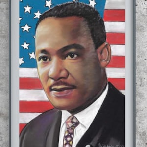 Original Martin Luther King Pastel Art, Pastel Painting, MLK Artwork, Inspirational Art, Civil Rights Leader Art