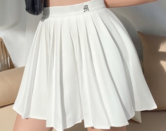 White / Black Tennis Skirt Pleated | Y2K Clothing | French Retro | Cottagecore | 60s 70s 80s 90s 00s Fashion Milkmaid  Streetwear