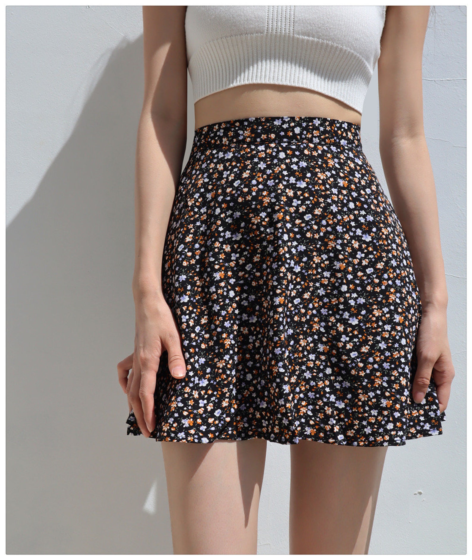 Multi Colour Floral Mini Skirt Y2K Clothing French Retro - Etsy UK