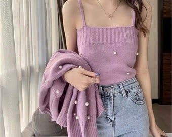 Soft Knit Crop Top and Cardigan Set 