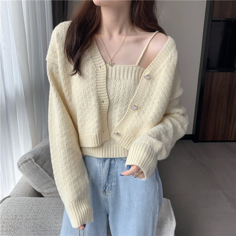 cream fine knit cardigan