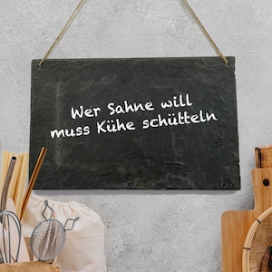 Slate board 40 x 25 cm, natural slate board, chalkboard, shopping list, DIY info board, home decoration, garden, vintage decoration, blackboard, kitchen, wedding