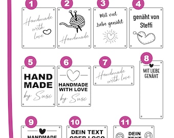 SnapPap Etiketten-Set bestehend aus 15 Aufnäher für Selbstgemachtes, Textiletiketten