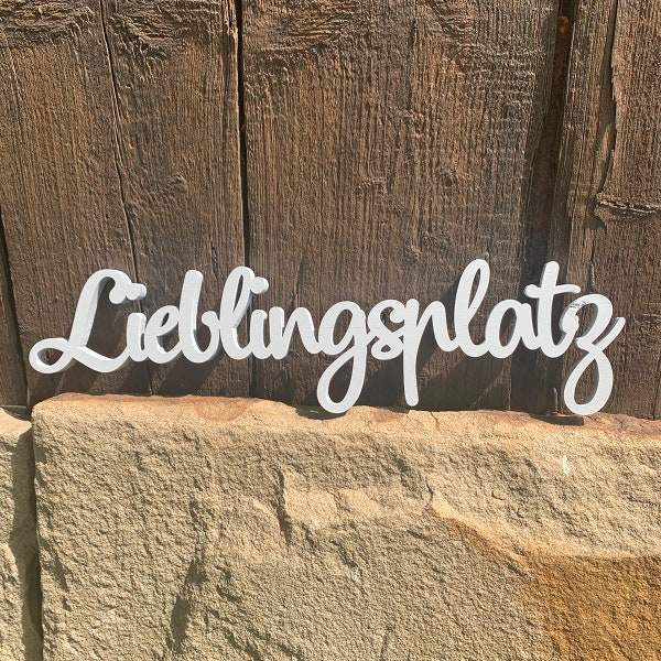 Lieblingsplatz | Schriftzug aus Holz | Dekoration für zu Hause | Designschriftzug | 3D Wandtattoo | Wanddeko | Gartendeko