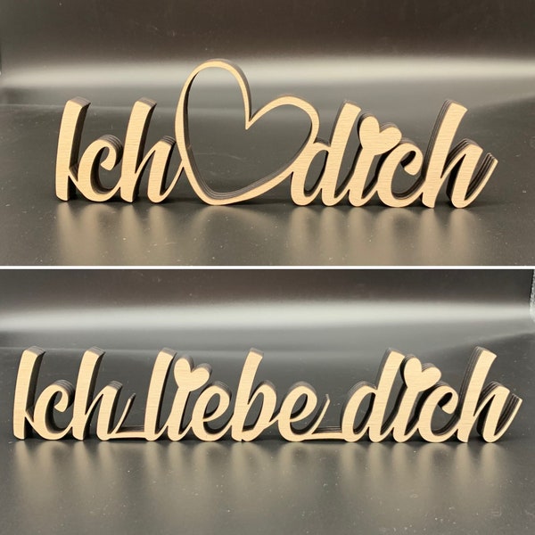 Schriftzug Ich Liebe Dich aus Holz | Valentinstag | Geschenk | Liebeserklärung | stehend | Hochzeitsgeschenk | Liebe | verliebt | 3D