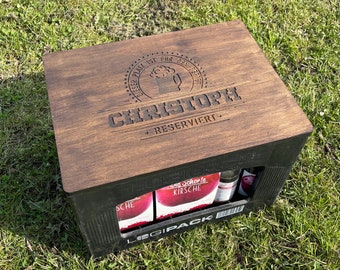 Bierkastensitz Holz personalisiert Geschenk für Männer Mobile Bierbank Vatertag Bierkistensitz Sitzauflage für Bierkiste Geburtstagsgeschenk