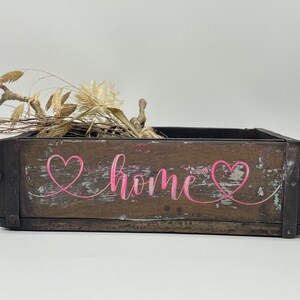 Ziegelform HOME, Aufbewahrung, Holz Vintage personalisierbar, rustikale Deko aus Altholz