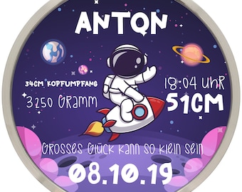 Children's room clock space astronaut | Children's clock | Wall clock | Birth clock | personalized | Children's wall clock | Birth dates