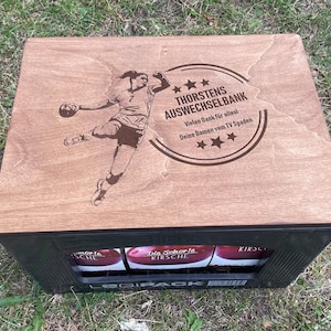 Bierkastensitz Handball, Holz, personalisiert, Geschenk für Männer, Mobile Bierbank, Vatertag, Bierkistensitz, Sitzauflage für Bierkiste zdjęcie 1