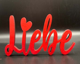 Schriftzug Liebe aus Holz | Hochzeitsdeko | Geschenk | Liebeserklärung | stehend | Hochzeitsgeschenk | Liebe | verliebt | 3D Schriftzug