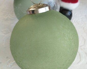 VINTAGE:  Extra Heavy Thick Frost  Crackled Glass Ornament - Kugel Style Christmas Ornaments -