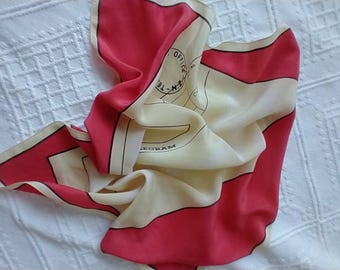 A  vintage silk neckerchief showing N.Z inland telegram print