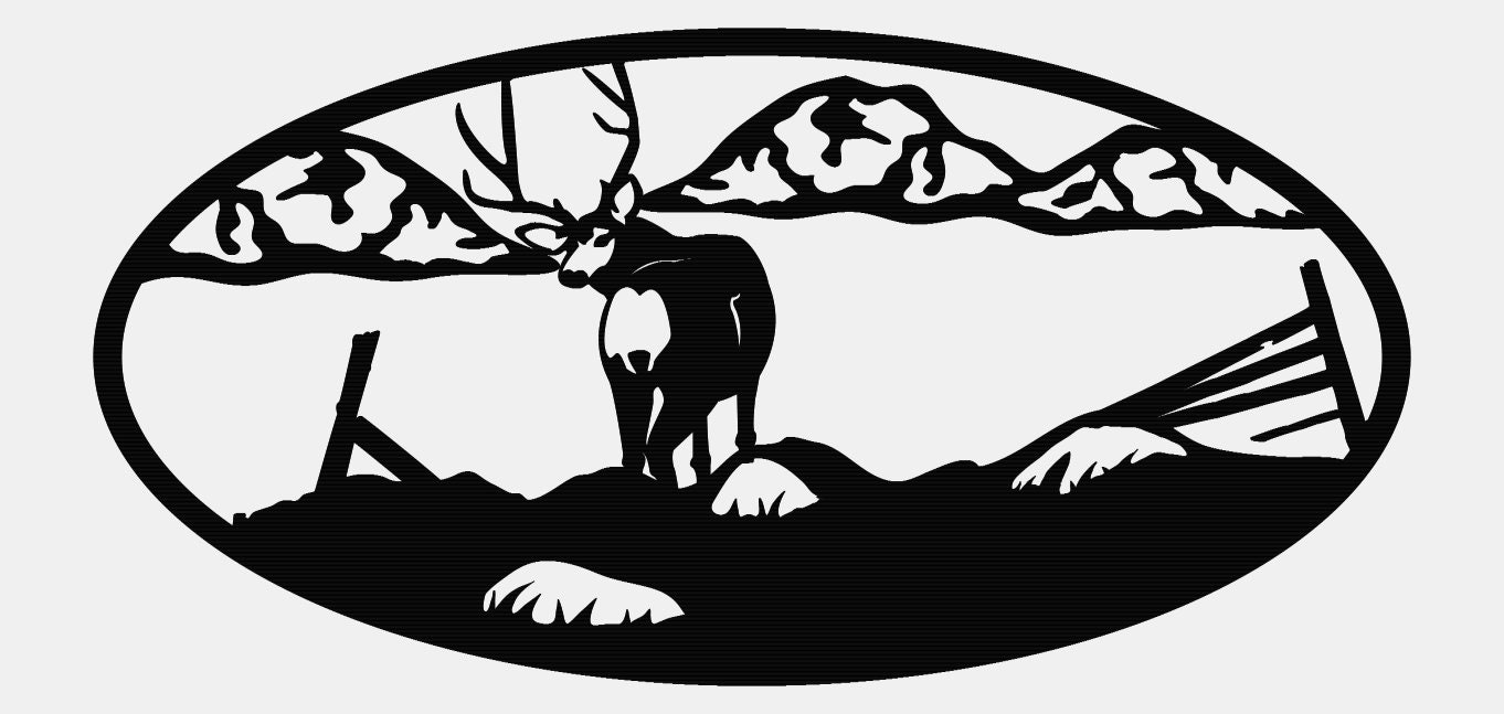 Mule Deer SVG File Oval Outdoor Scene - Etsy
