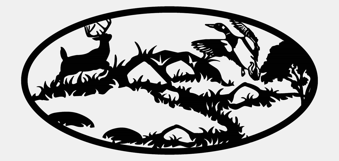 Duck & Deer SVG File Oval Outdoor Scene - Etsy