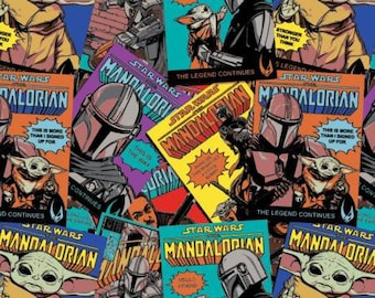 Mandalorian Comic Posters Fabric, Camelot Fabrics, 100% Cotton