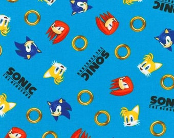 Sonic der Hedgehog Ringe Stoff, Robert Kaufman Stoffe, 100 % Baumwolle