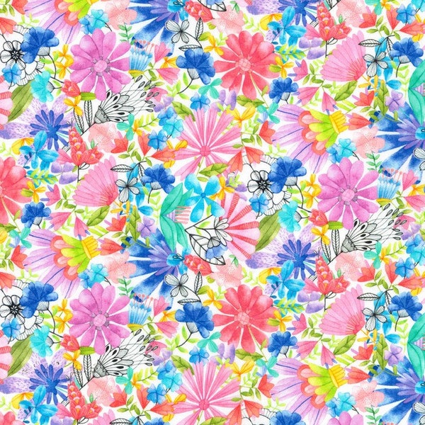 Les Jardins Floral Fabric, Michael Miller Fabrics, 100% cotton