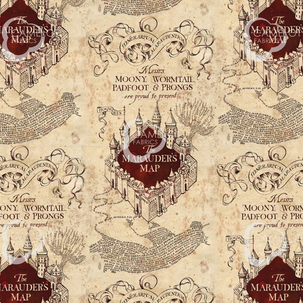 Harry Potter Marauder's Map Fabric, Camelot Fabrics, 100% cotton