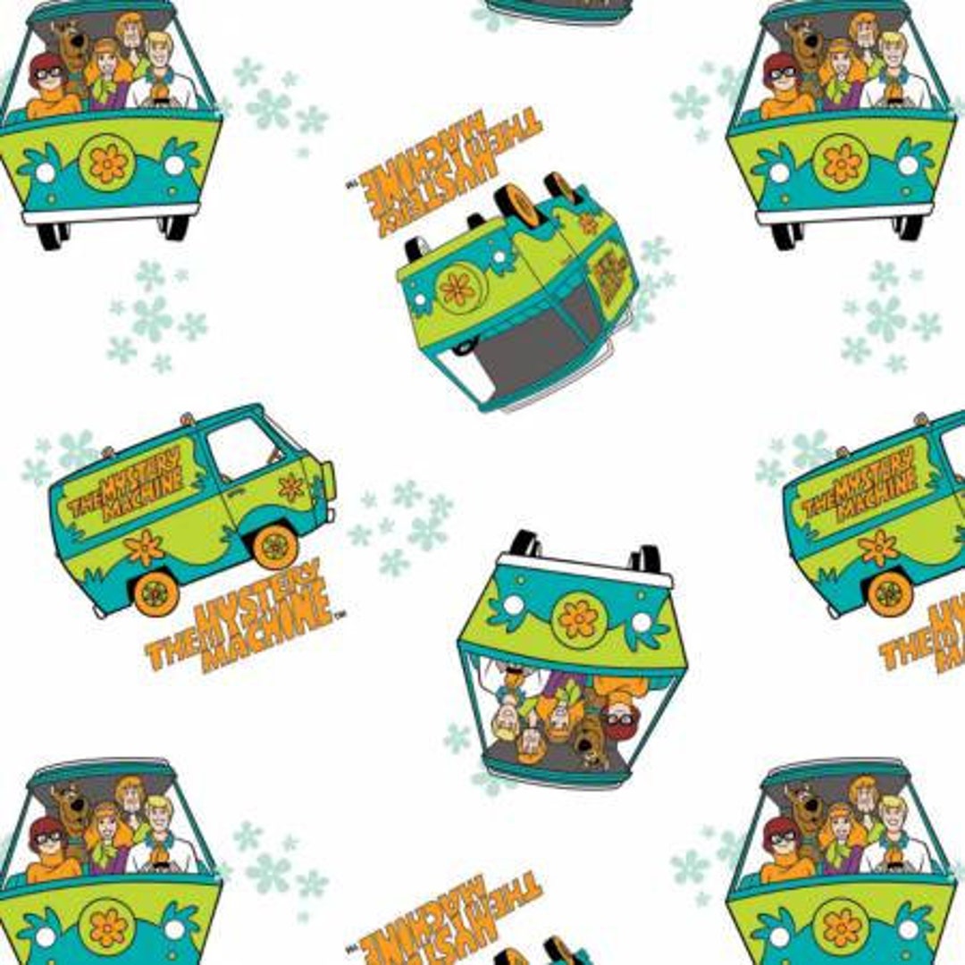 Scooby-doo Mystery Machine White Fabric, Camelot Fabrics, 100% Cotton ...
