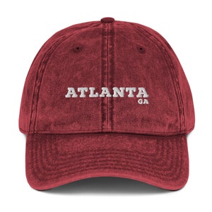 Atlanta Vintage Cotton Twill Cap | Atlanta, Georgia, Baseball cap, Georgia hat, Atlanta hat, Women&#39;s hat, Men&#39;s hat, Embroidered hat