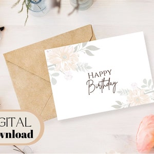 Cartão de aniversário floral para impressão digital