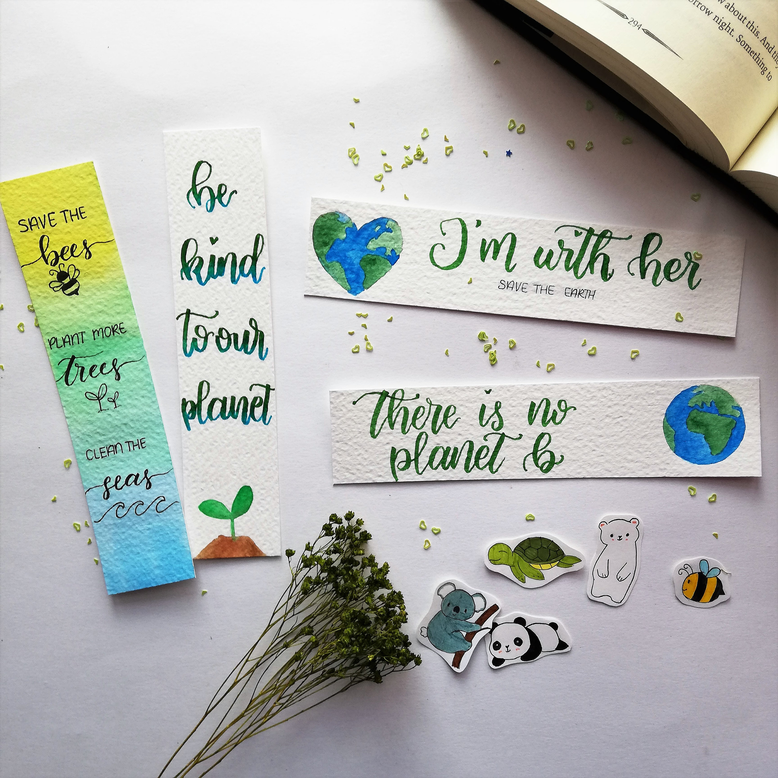 Earth Day bookmarks and sticker Etsy