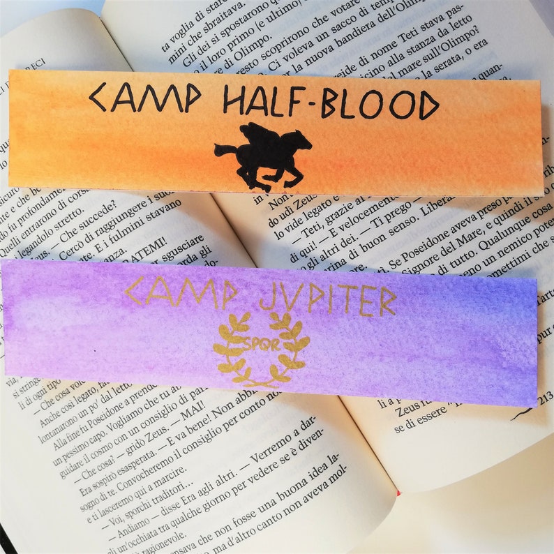 camps percy jackson watercolor bookmarks etsy